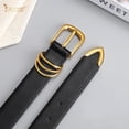 thumbnail image 4 of Women Leather Belt with Gold Buckle Ladies Faux Leather Belt for Jeans Pants, 4 of 7