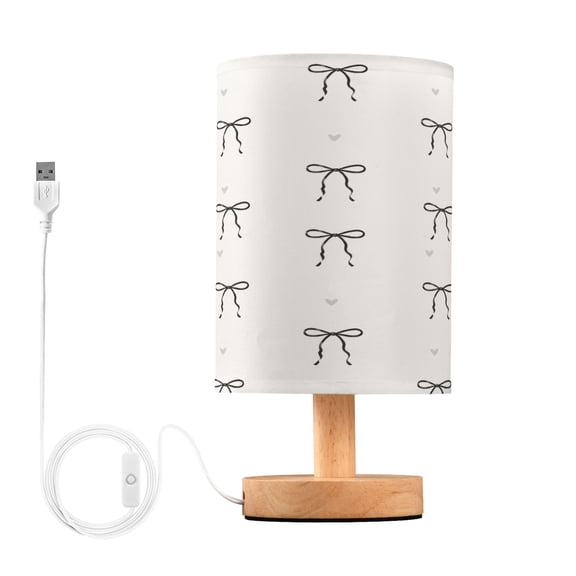 Black Bowknot Table Lamp, Fully Dimmable Nightstand Lamp with USB and Linen Fabric Shade, Modern Gifts for Bedroom, Living Room, Office
