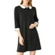thumbnail image 1 of Vestido túnica negro de media manga con cuello Peter Pan en contraste de Allegra K para mujer, por encima de la rodilla, 1 of 7