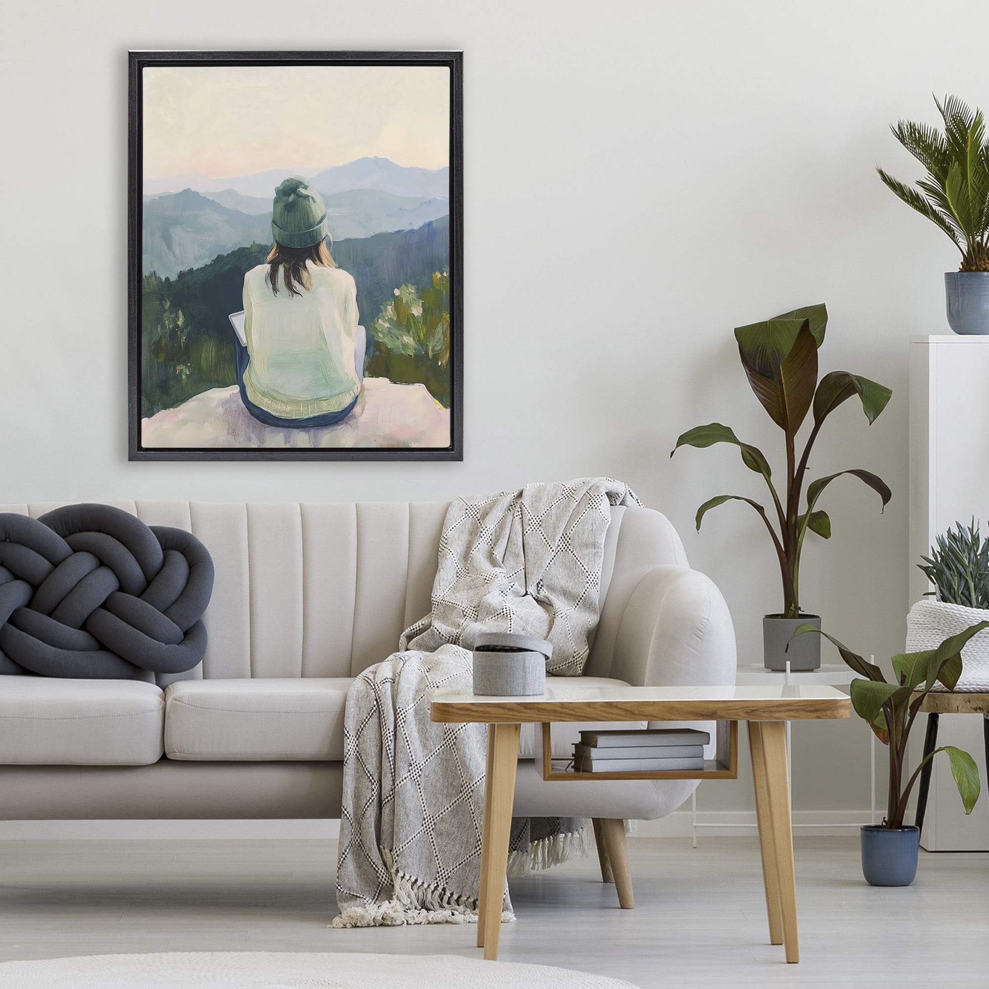 Stupell Industries Mindful Solitude Meditation View Black Framed Floater Canvas Wall Art, design by The Prints Vibe