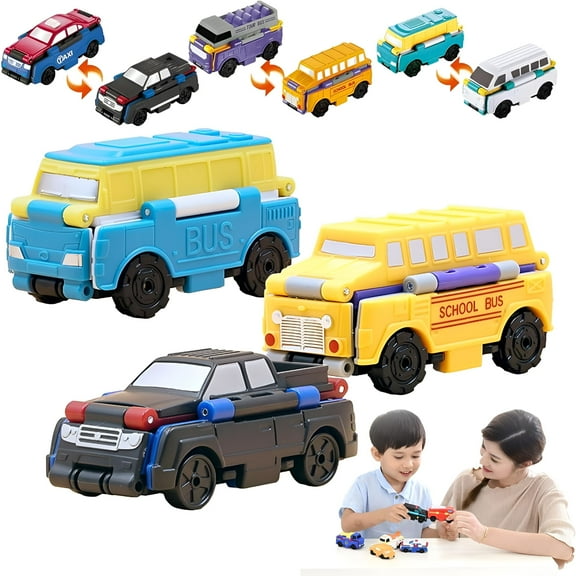 BESTSKY Transformable Cars,Dual-Design Toy Cars,Creative Mini 2-in-1 Flip Car Toy Set (City Vehicles)