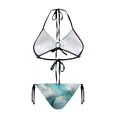 thumbnail image 2 of Chririnla Women's Teal Gold Marble Halter Triangle Bikini Set - Sexy Tie Side Two Piece Swimsuit for Beach Vacation & Pool Party, 2 of 9
