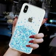 thumbnail image 6 of Luminous Case for iPhone XS Max, Glow in the Dark Fluorescent Glitter Case for Women Girls, Bling Sparkle Lightweight Slim Shockproof Protective Phone Cover for iPhone XS Max, Blue, 6 of 6