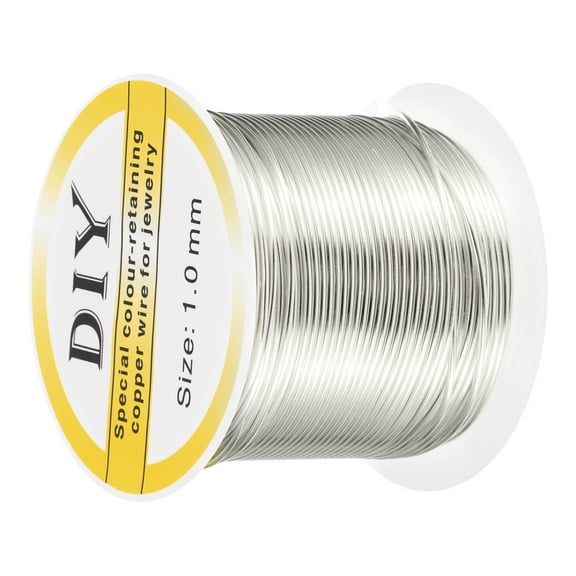 1mm Craft Wire Beading Copper Wire for Jewelry Make Supply(Silver)-49 ft