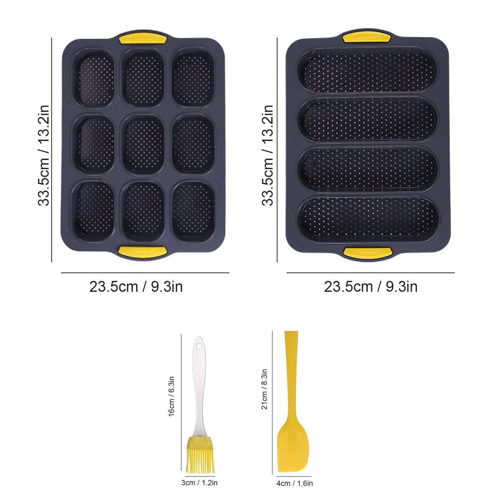 BIMZUC 9‑Grid French Bread Baking Set – Flexible Silicone Loaf Pan, 4‑Grid Bread Board, Brush & Spatula, Non‑Stick, Easy Release, Dishwasher & Microwave Safe