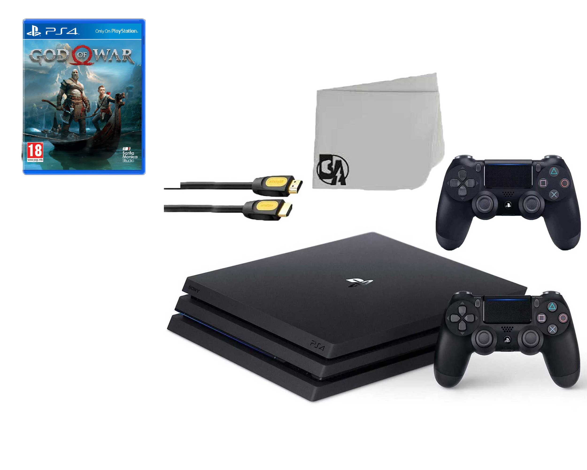 en gang bagagerum Beskæftiget Sony PlayStation 4 Pro 1TB Gaming Console Black 2 Controller Included with Red  Dead Redemption 2 BOLT AXTION Bundle Like New - Walmart.com