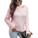 thumbnail image 1 of Mujeres suéter de punto Halter Masajeadores cuello hombro manga larga suelta casual Jumper pullover Tops rosa M, 1 of 6