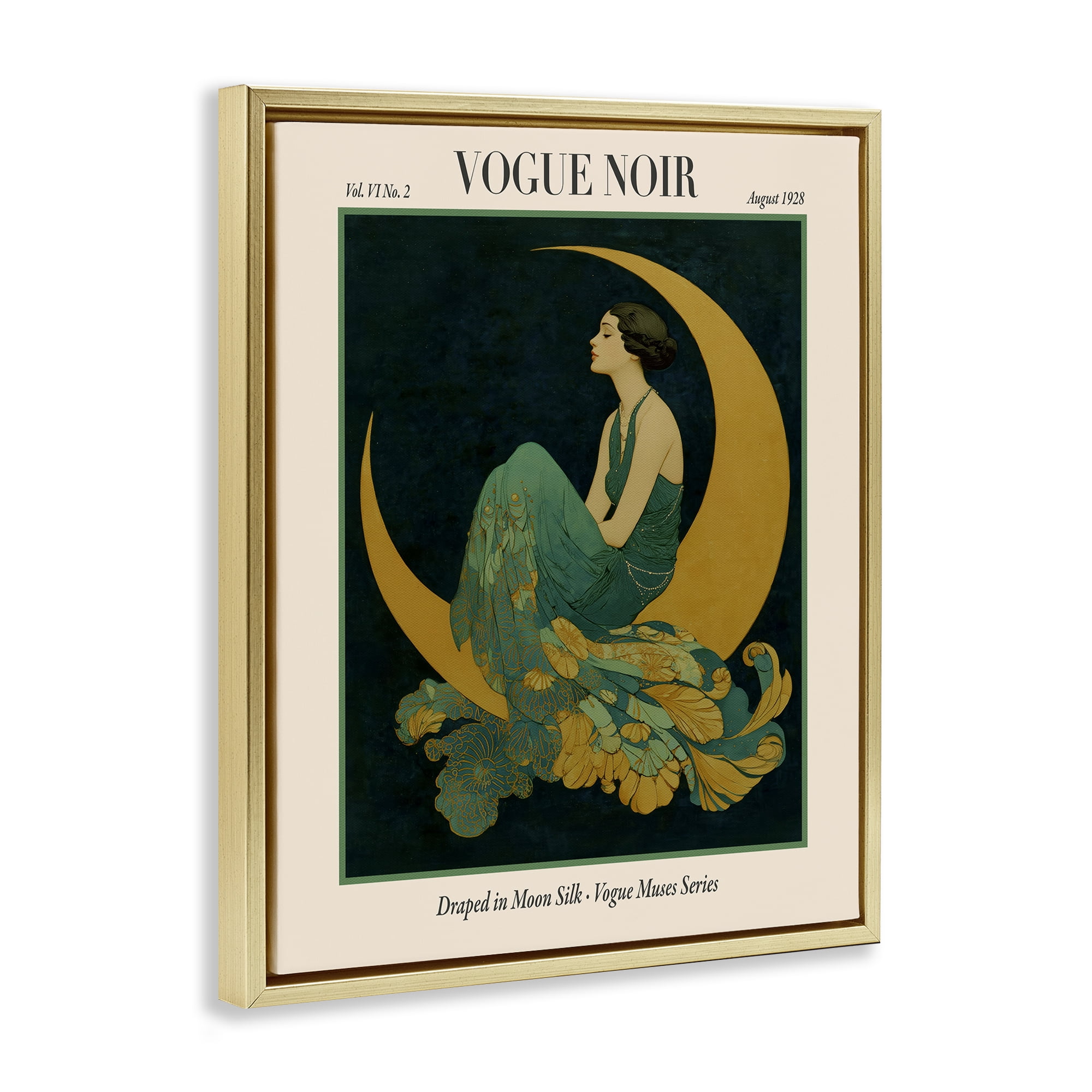 Stupell Industries Draped In Moon Silk Gold Framed Floater Canvas Wall Art, design by A Barefoot Stylist