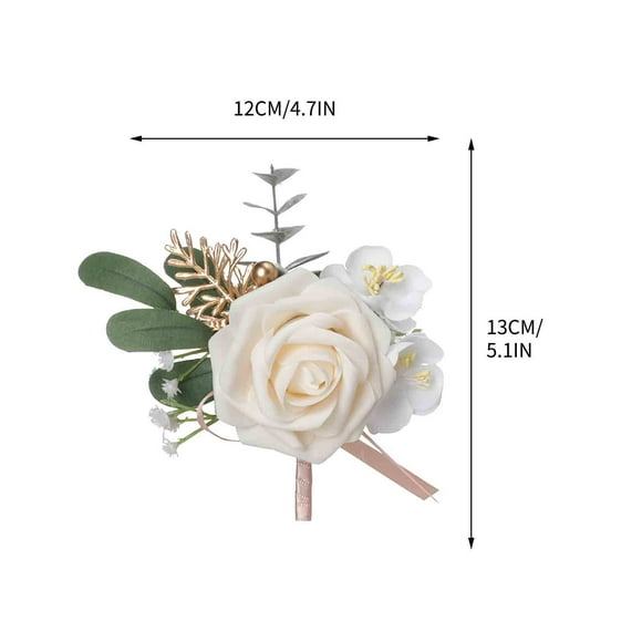 Roses Artificial Flowers,Wedding Ball Flower Wrist Corsage for Brides Grooms Mothers and Guests,Small Artificial Flowers with Berries Leaves Ribbons for Engagements