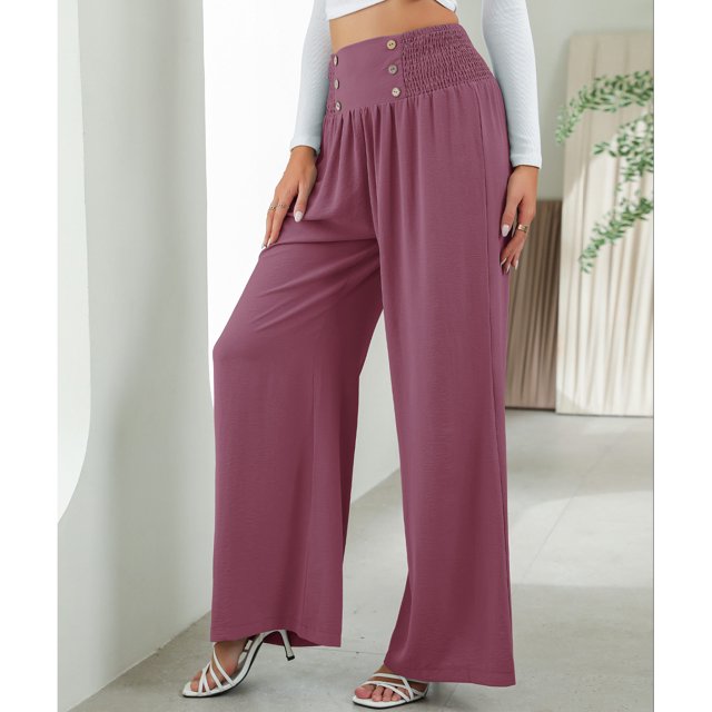 Pantalones sueltos para mujer pantalones de pierna ancha para mujer cintura alta transpirables color puro para uso diario para citas ANGGREK Otros