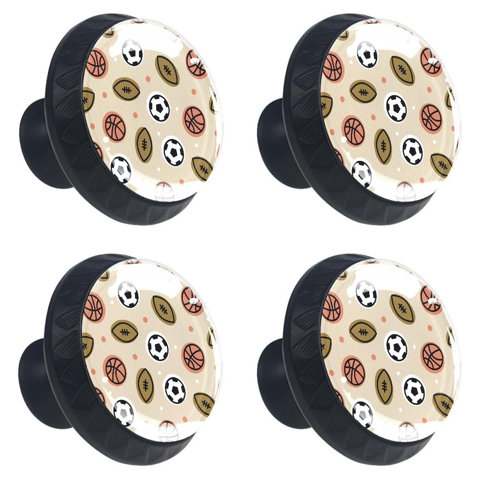 Ownta Basketball Soccer Football Black Round Glass Drawer Handles Knobs