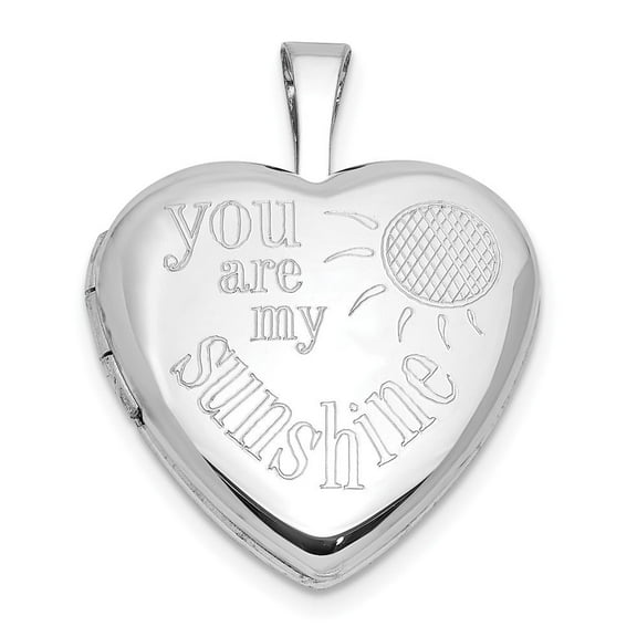 Auriga Fine Jewelry 925 Sterling Silver YOU ARE MY SUNSHINE 16mm Heart Locket (L- 21.4mm, W- 16.5mm) for Women