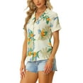 thumbnail image 5 of INSPIRE CHIC Valentine's Day Women's Shirts Hawaiian Short Sleeve Tropical Floral Button Down Tops L Beige, 5 of 7