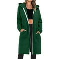 thumbnail image 2 of Feancey Long Hooded Jackets for Women Solid Casual Full Zip Up Hoodies Loose Fit Casual Fleece Sweatshirt Jacket with Pockets 2024 Fall Winter Fashion Clothes Deal of The Day Green XL, 2 of 10