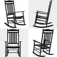 thumbnail image 3 of TLGREEN Solid Wood Outdoor Rocking Chair with High Back, Easy to Assemble for Porch, Garden, Lawn, Balcony (Black), 3 of 9
