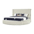 thumbnail image 4 of Hazel Queen 4 Pc Tufted Upholstery Bedroom Set Made with Wood in Cream, 4 of 17