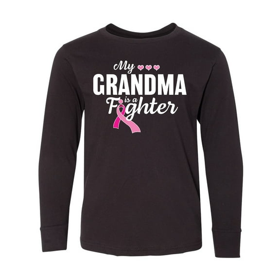 Inktastic Breast Cancer Awareness My Grandma is a Fighter Long Sleeve Youth T-Shirt