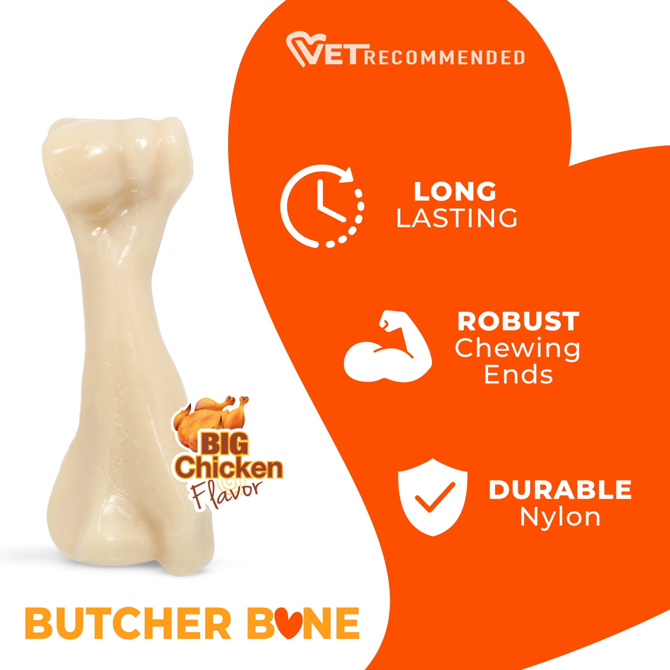 Nylabone Power Chew Butcher Bone Dog Toy, Dog Chew Toy, Chicken Flavor, XX-Large, 1 Count