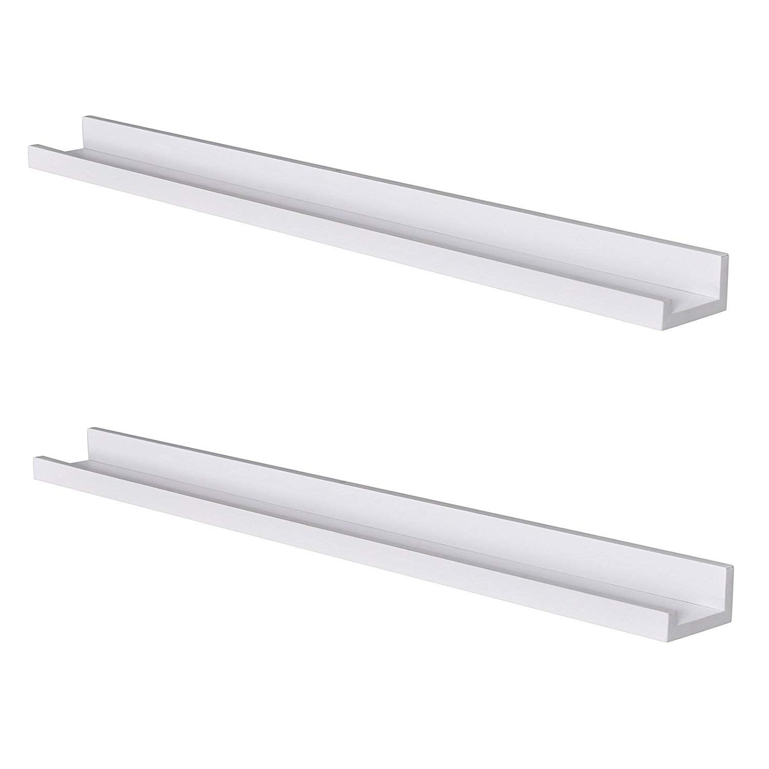 WELLAND 48" Vista Photo Ledge Floating Wall Shelf, Set of 2, White
