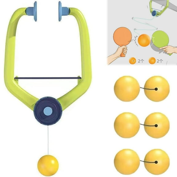 Indoor Hanging Table Tennis,Topboutique Portable Ping Pong Balls Exerciser, Door Ping Pong, Adjustable Hanging Table Tennis Trainer Set for Parent Child Interaction Toy(1 Trainer 2 Paddles 6 Balls)
