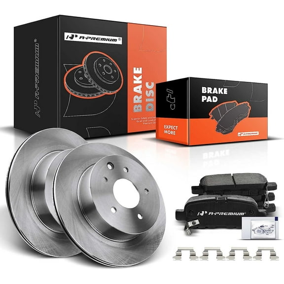 A-Premium 11.49 inch(291.85 mm) Rear Vented Disc Brake Rotors   Ceramic Pads Kit Compatible with Select Nissan and INFINITI Models - LEAF, Rogue, Rogue Sport, G35, 350Z, Juke, X-Trail, Rogue Select