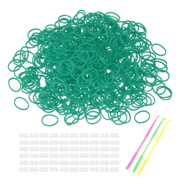 Uxcell 1800 Pcs Loom Rubber Bands Kit with 75 Pcs S-Clips 3-Hooks Dark Green