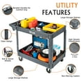 thumbnail image 5 of TUFFIOM Plastic Service Utility Cart, Support up to 550lbs Capacity, Heavy Duty Tub Storage Cart W/Deep Shelves, Multipurpose Rolling Extra Large 2-Tier Mobile Storage Organizer, for Warehouse Garage, 5 of 8
