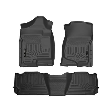 Husky Liners Weatherbeater Floor Mats | Fits 2007 - 2014 Chevrolet Suburban 1500 & GMC Yukon XL1500; 2007 - 2013 Cadillac Escalade EXT & Chevrolet Avalanche | Front & 2nd Row, 3-pc Black - 98261