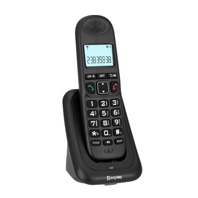 Teléfono Bloosom Inalámbrico De Mano Con Lcd Pantalla Digital Negro