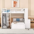 thumbnail image 1 of Full Size Solid Wood High Loft Bed with a Twin Size Stand-alone Bed, Shelves, Desk and Wardrobe, Thickened Wooden Higher Quality Loft Bed with Storage, 1 of 9