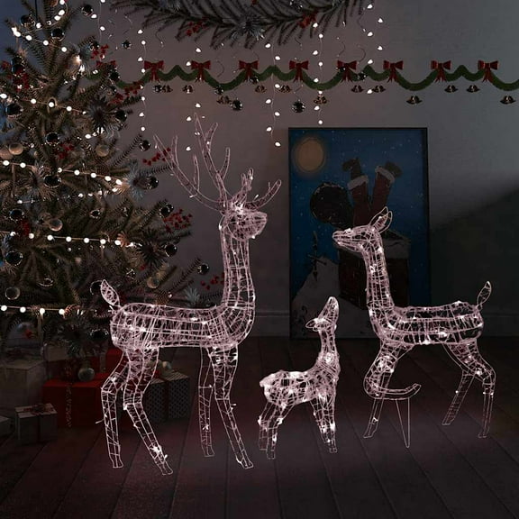 vidaXL Reindeer Family Warm White Acrylic Large Reindeer Family Oblong