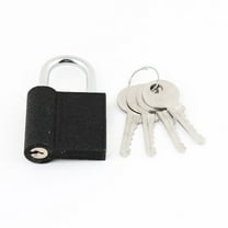 Door Drawer Silver Tone Lock 37mm Width Black Padlock 4 Keys