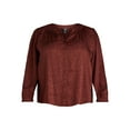 thumbnail image 5 of Terra & Sky Black Label Women's Plus Size Button Front V Neck Blouse with Long Sleeves, 0X-4X, 5 of 5