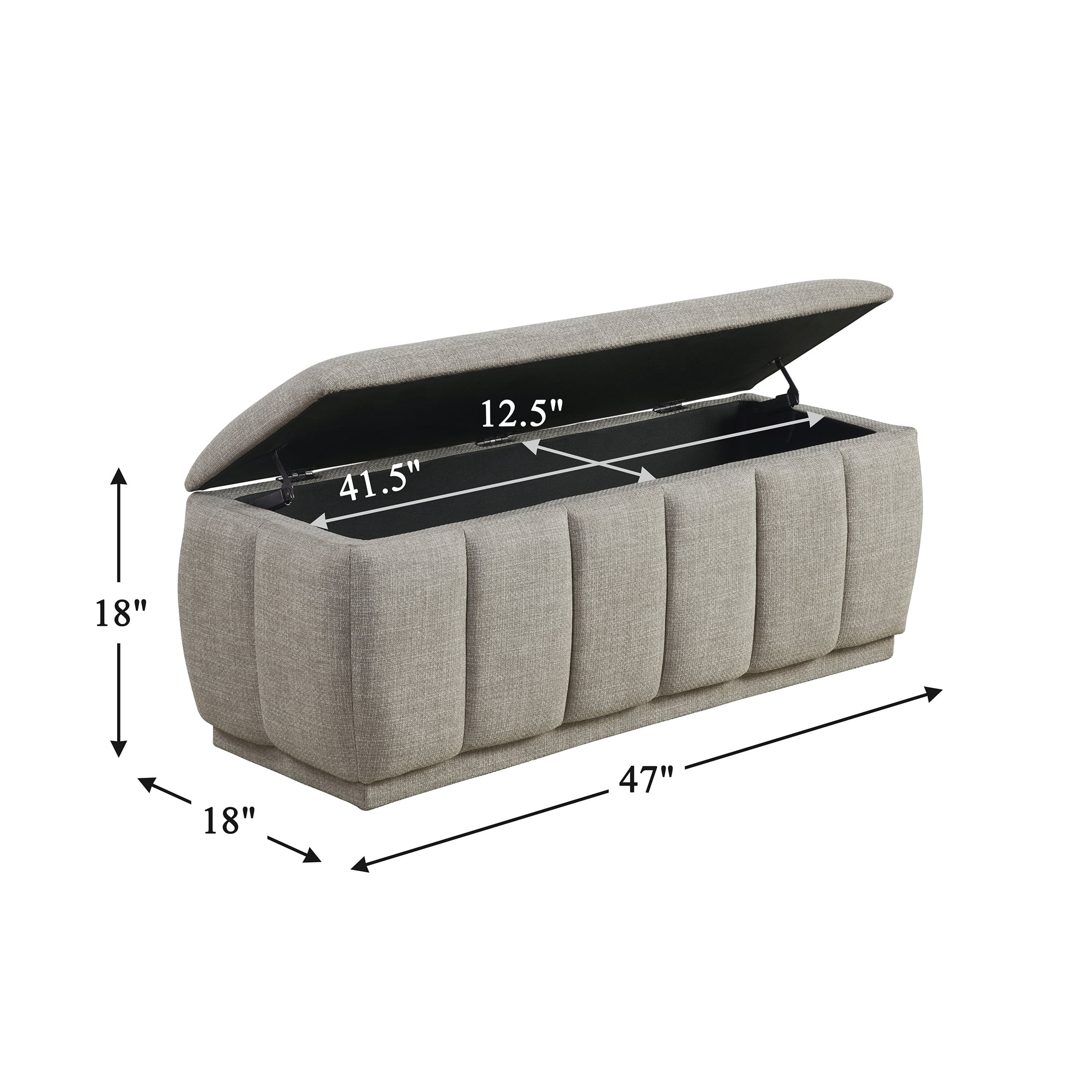 OakvillePark Halorini Textured Fabric Lift Top Storage Bench, Taupe