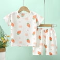 thumbnail image 2 of NIEWTR Baby Toddler Summer Pajamas Set Short Sleeve Shirt Paired with Comfy Shorts Breathable Lightweight for 6 12 18 24 Months 2T 3T(A-Orange,18-24 Months), 2 of 6