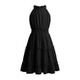 thumbnail image 2 of OGLCCG Girls Halter Neck Sleeveless Dress Casual Smocked High Waist Ruffle Layered Midi Dress Flowy Summer Dress for Teens 5-14 Years, 2 of 8