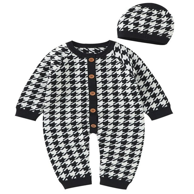 2PCS Newborn Infant Baby Boy Girl Button-Down Long Sleeve Neck Romper Blue 6-12 Months