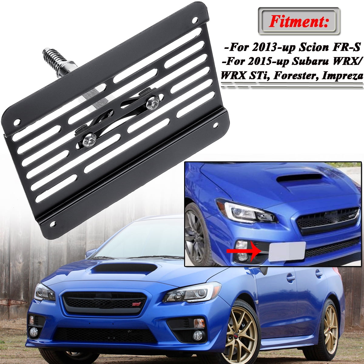 Front Bumper Tow Hook License Plate Mount Bracket For Subaru WRX STI
