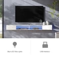 thumbnail image 3 of WAMPAT 70 inch Floating TV Stand Wall Mounted with Yellow Light, White FLoating Entertainment Center TV Shelf for Living Room, 3 of 5