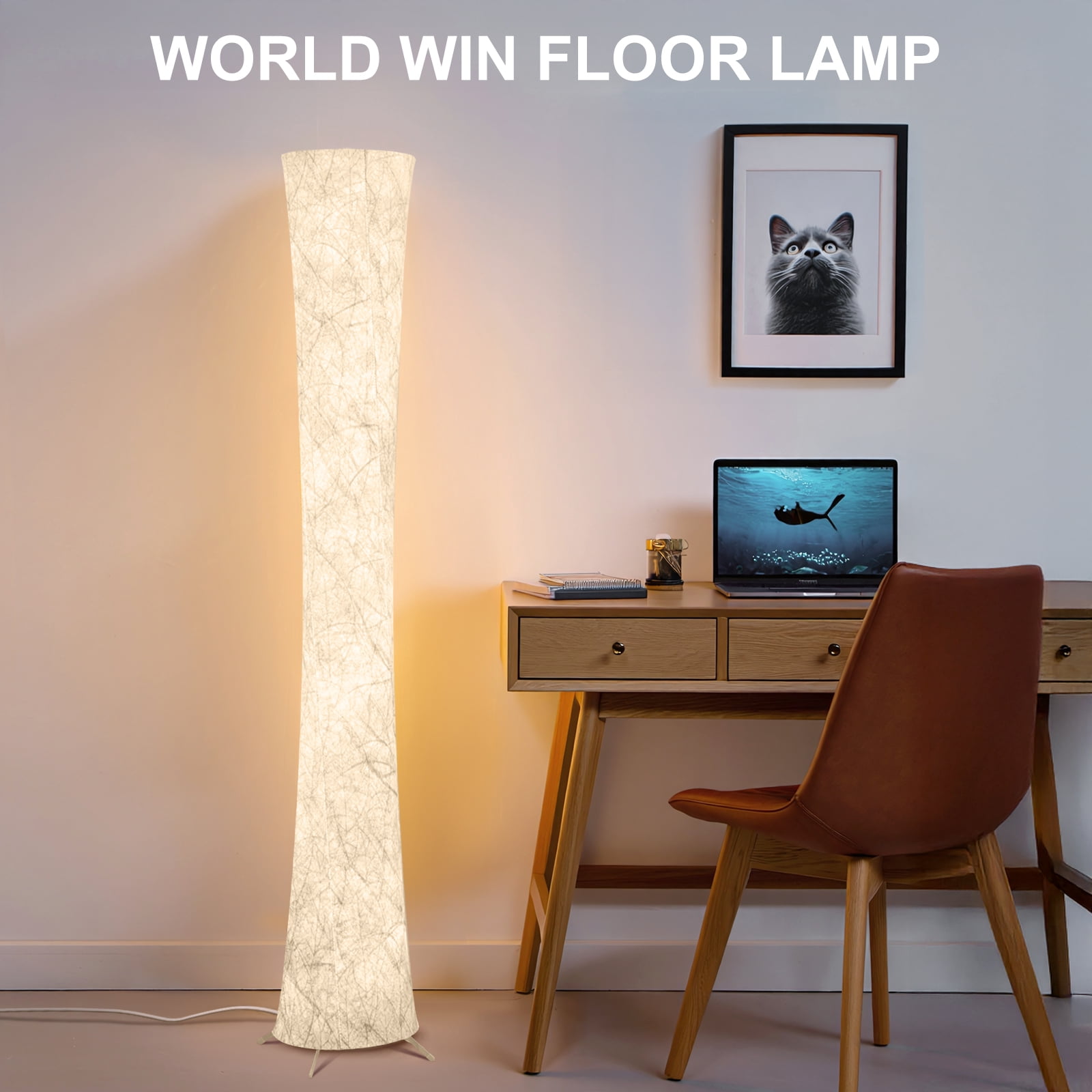 Floor Lamp, 61'' Smart RGB LED Corner Lamp with Music Sync and 16 Million DIY Colors, 3 Color Temperature, APP & Remote Control, Color Changing Standing Floor Lamp for Bedroom Living Room