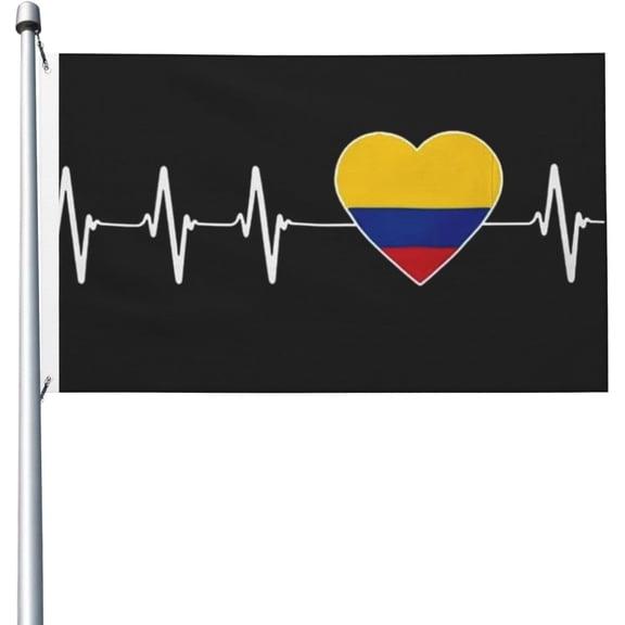 I Love Colombia Flag 3x5 Outdoor Double Sided Flag Banner For Outside With 2 Brass Grommets Patio Lawn Decor Flags