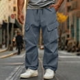 thumbnail image 2 of Baggy Cargo Pants For Men Windproof Stretch Elastic Waist Drawstring Parachute Pants Waterproof Hiking Joggers Multi Pockets, 2 of 9