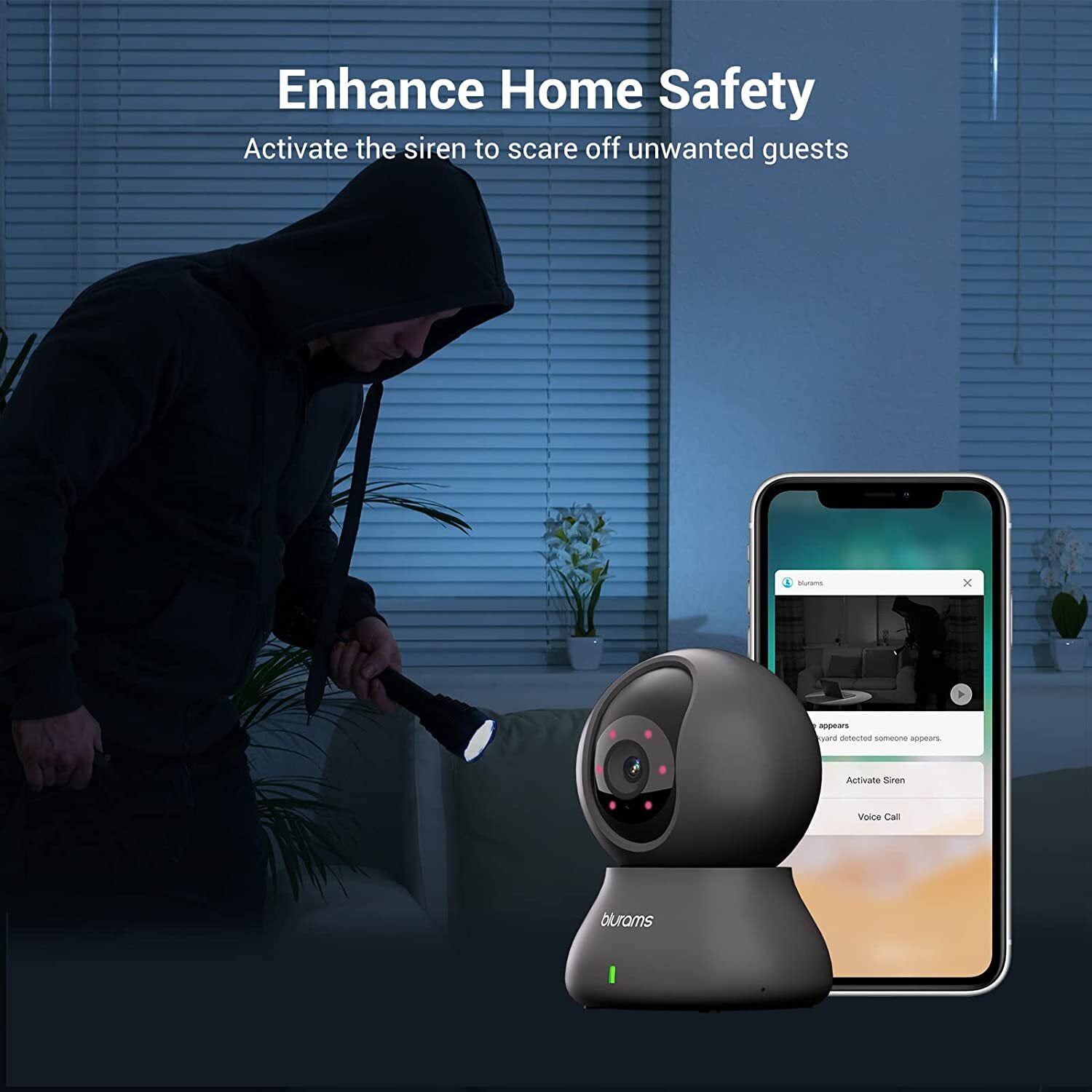Security Camera 2k, Blurams Indoor Pet Monitor Dog Camera 360-degree, Baby Monitor Camera, Home Security Motion Tracking with 2-Way Audio, Night Vision, Works with Google Assistant and Alexa