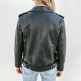 thumbnail image 5 of WRFWUL Womens Faux Leather Moto Jacket Zip Up Lapel Collar Long Sleeve Biker Coat Fall Winter Casual Trendy Outerwear, 5 of 6