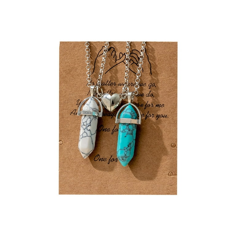 Matching Heart Necklaces Real Crystal Holder Necklace Crystals Jewelry for Women and Men Girls Boys