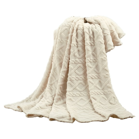AUQ Decorative Extra Soft Faux Fur Blanket Queen Size 39.3"X27.5", Solid Reversible Fuzzy Blanket, Fluffy Plush Fleece Comfy Microfiber Blanket for Couch Sofa Bed