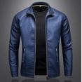 thumbnail image 3 of Abrigo de cuero con cuello alto, chaqueta de moda para hombre, chaqueta de cuero de primavera, ropa delgada y atractiva para primavera y otoño para hombre, 3 of 6