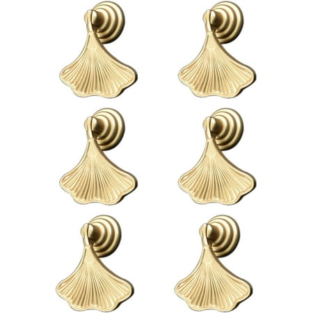 

Ginkgo Leaf Shape Knob Handles 6pcs Golden Drop Pendant Pull Handle Hardware Drawer Single Hole Handle for Wardrobe Cupboard Closets Cupboard