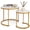 White & Gold, variant on GlowPlume Nesting Coffee Tables Set of 2, Stacking Round Center Table with Wooden Tabletop & Powder Coated Steel Frame, Living Room Coffee End Table Set for Apartment, Bedroom (Brown & Black)