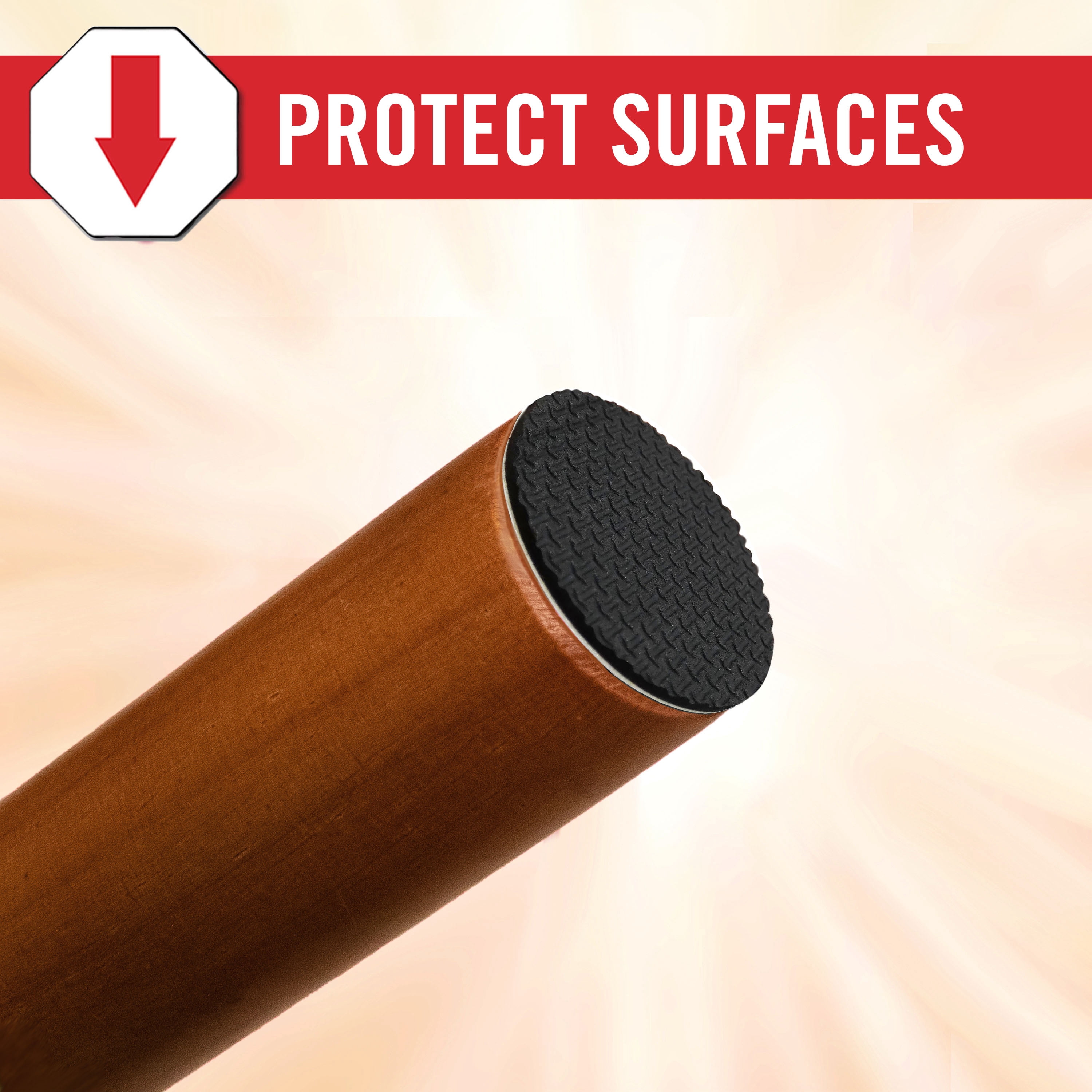 Super Sliders 1-1/2 Inch Peel and Stick Non-Slip Gripper Pads for Furniture, Rubber Pads for Floor Protection – 8-Pack, Black
